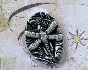 Dragonfly Pendant - Handmade Pewter Pendant - Boho - Rustic Pendant