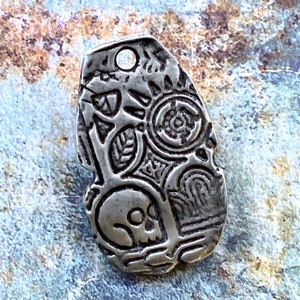 Hand Cast Pewter Pendant - Jewelry Component - Skull - Ancient Relic