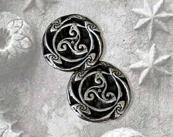 Triskelion Charms - Hand Cast Rustic Pewter Jewelry Components - Celtic Jewelry - Triskele