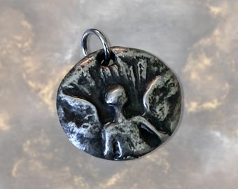 Angel Pendant - Handcrafted Pewter Pendant - Rustic Charm - Ancient Relic - Guardian Angel - Protective Charm