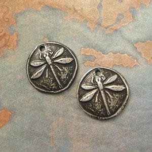 Dragonfly Charms Handmade Rustic Pewter Jewelry Components image 3