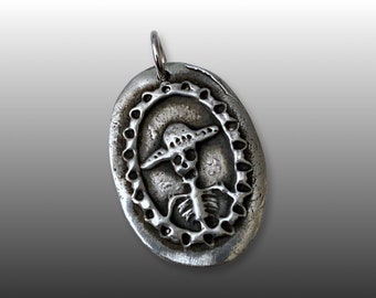 Day of the Dead Pendant - Caballero - Halloween Pendant - Dias De Los Muertos - Skeleton Charm - Skull Jewelry