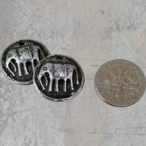 Elephant Charms, Rustic Pewter, Zen, Boho, Artisan Made Components, Hand Cast Pewter image 3