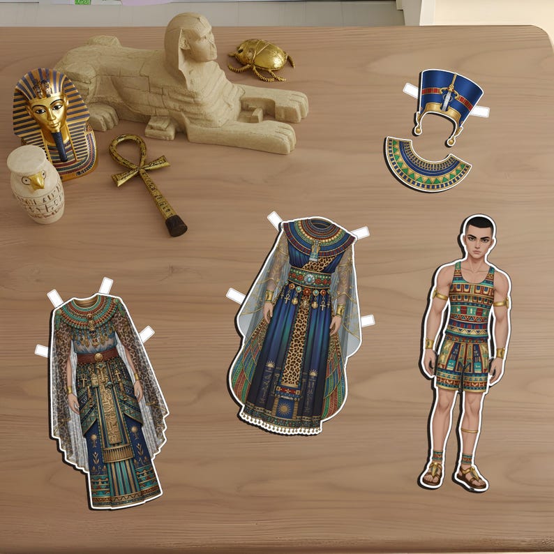 Egyptian Paper Dolls, Ancient Egypt Cleopatra Pharaoh Dress-up Kids ...