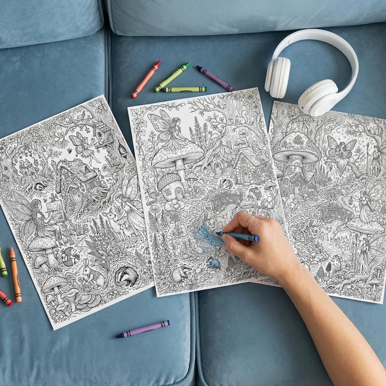 Fairy Adult Coloring Book Pages, Magical Enchanted Adult Kids Stress ...