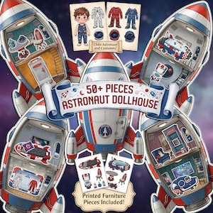 Printable Astronaut Dollhouse, Space Rocket Busybook, Paper Doll Dress Up, STEM Kids Activity