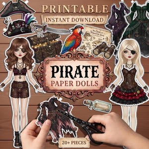Poupées en Papier à Imprimer | + de 20 Éléments de Pirate | Tenues à Combiner | Téléchargement Numérique