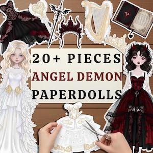 Muñecas de Papel Imprimibles | Más de 20 piezas de Ángeles y Demonios | Combina y Crea - Actividad sin Pantallas | Descarga Digital