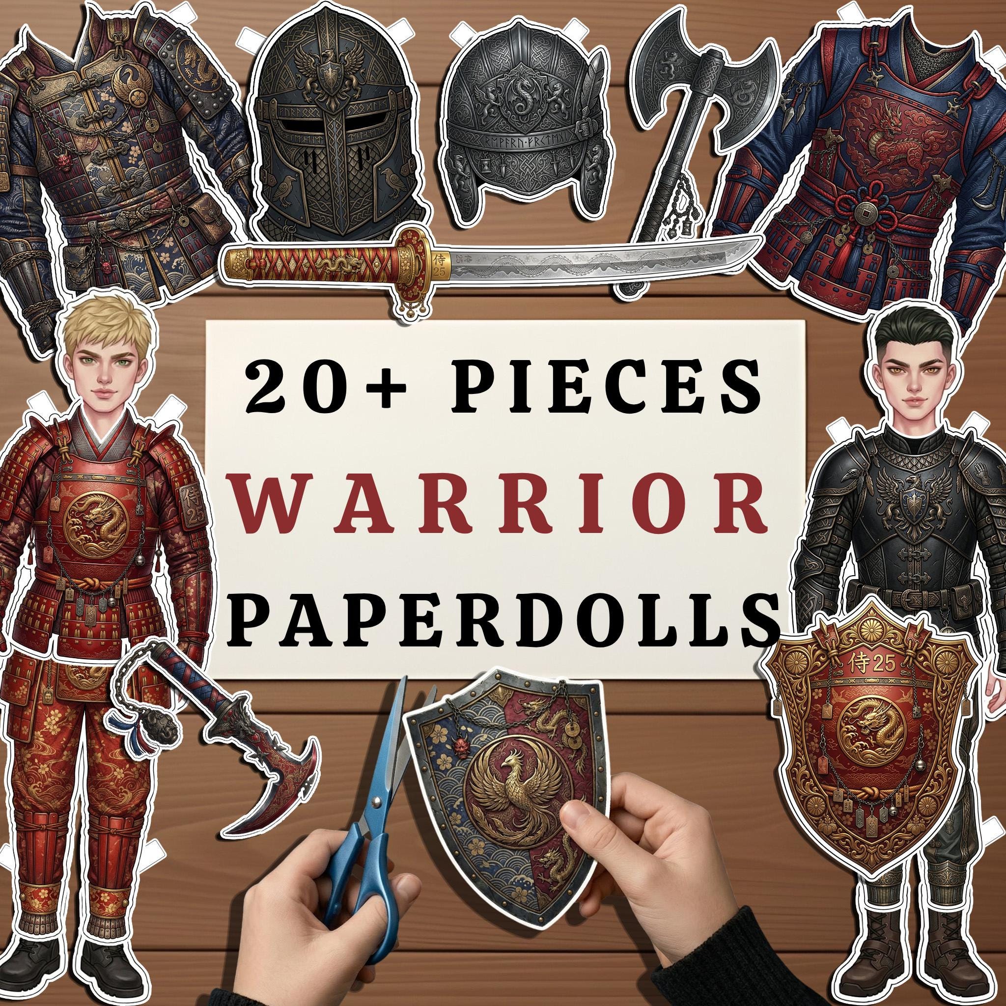 Warrior Paper Dolls, Ninja Samurai Dress up Kids Activity, Digital ...