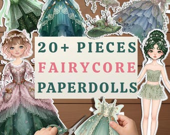 Printable Fairy Tale Princess Paper Dolls, Enchanted Magical Cottagecore Dress Up Kids Activities