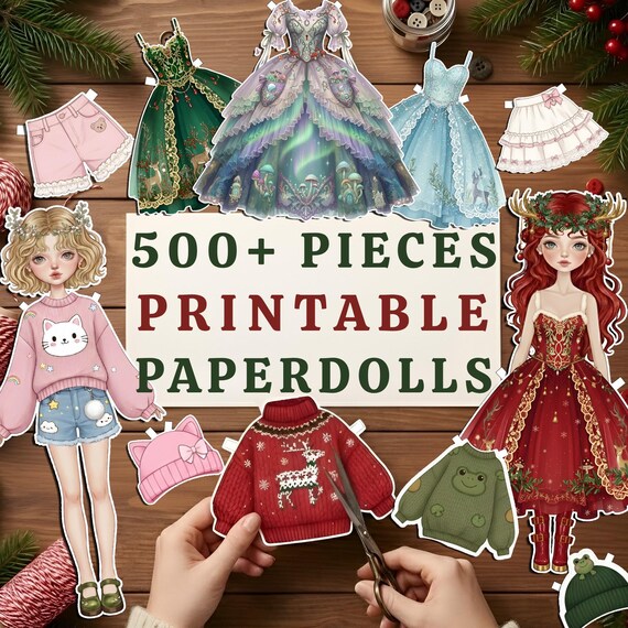 Printable Paper Dolls, Mix Match Dress Up, Quiet Time Kids Activity, Digital Download