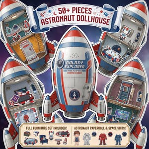 Boneca de Astronauta e Livro de Atividades Silencioso, Vestir Boneca de Papel, Atividade STEM para Crianças, Download Digital