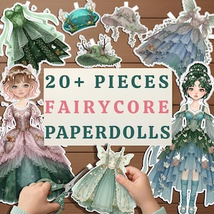 Fairy Tale Princess Paper Dolls, Printable Enchanted Magical Cottagecore Dress Up Kids Activities
