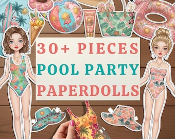 Poupées en Papier de Fête de Piscine à Imprimer, Activités d'Été pour Enfants, Habillage de Vacances à la Plage