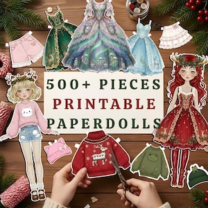 Pack géant de plus de 500 poupées en papier et tenues à imprimer | Téléchargement numérique