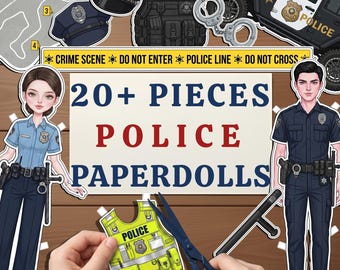 Police Paper Dolls, Officer Dress Up, Pretend Play Kids Activity, Digital Download
