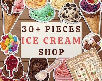 Boutique de Glaces : Jeu d'Imitation, Activité Montessori sans Écran, Jeu de Rôle Créatif, Téléchargement Numérique.