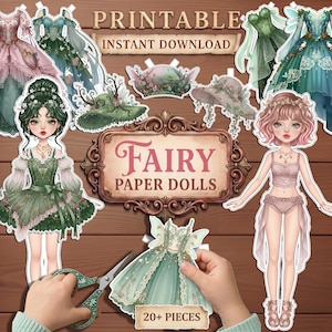 Druckbare Papierpuppen | 20+ Fairycore-Teile | Mix-and-Match-Outfits, Kinderaktivitäten | Digitaler Download