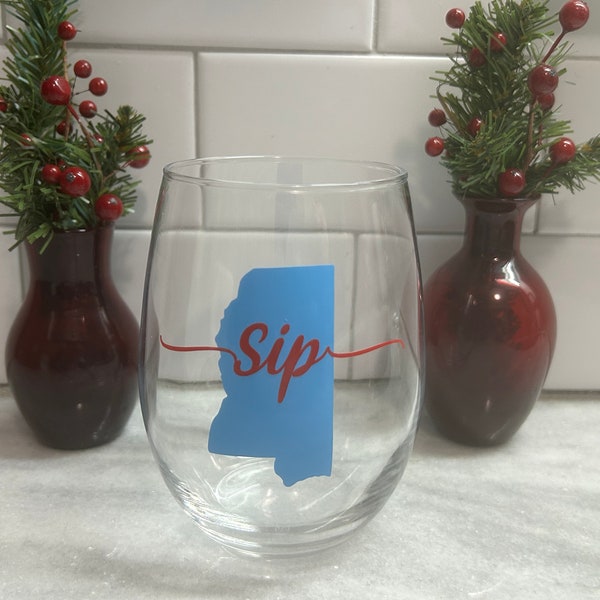 Ole Miss Rebels Wine Glass, Sip, Hotty Toddy, Oxford, MS, Flim Flam Bim Bam, Friend Gift, Col Rebel, Holiday Gift, Mississippi, Wine Lover