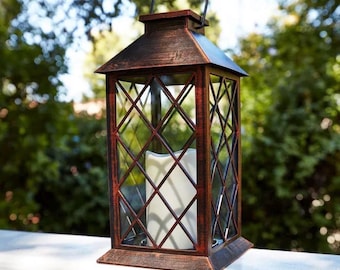11 in. Solar LED Bronze Finish Lantern solar light