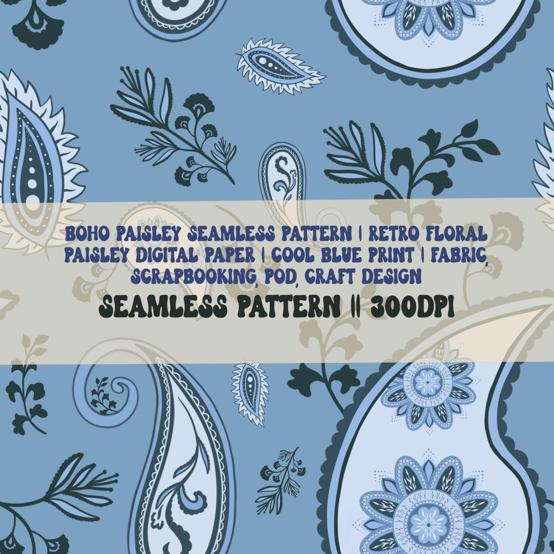 Boho Paisley Seamless Pattern | Retro Floral Paisley Digital Paper - Etsy