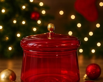 Blown Red Glass Apothecary Jar | Decorative Candy Jars | Storage containers | Kitchen storage.