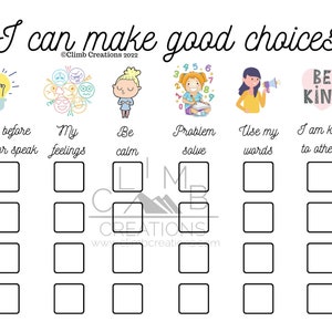 Good Choices Chart,Digital Download,Helpful,Chores,Printable,Positive Choices & Behavior,ADD,ADHD,Independence,Female,Mommy helper,Summer