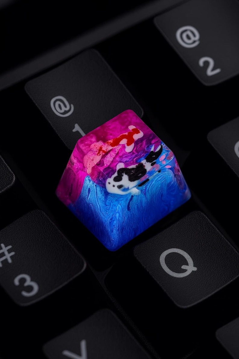 Resin Aquarium Keycap – Koi Fish Keycap – Crystal RGB Keycap – Artisan ...