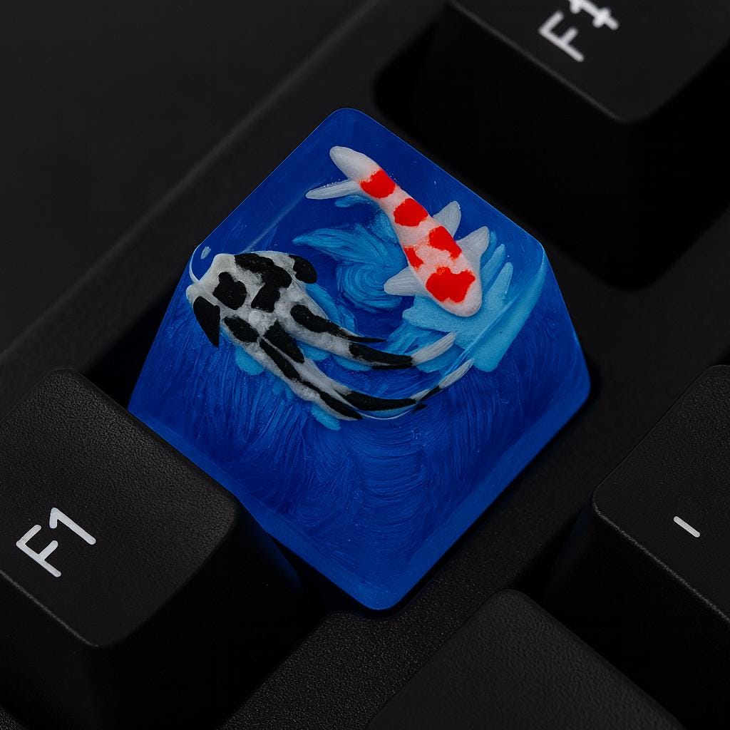 Resin Aquarium Keycap – Koi Fish Keycap – Crystal RGB Keycap – Artisan ...