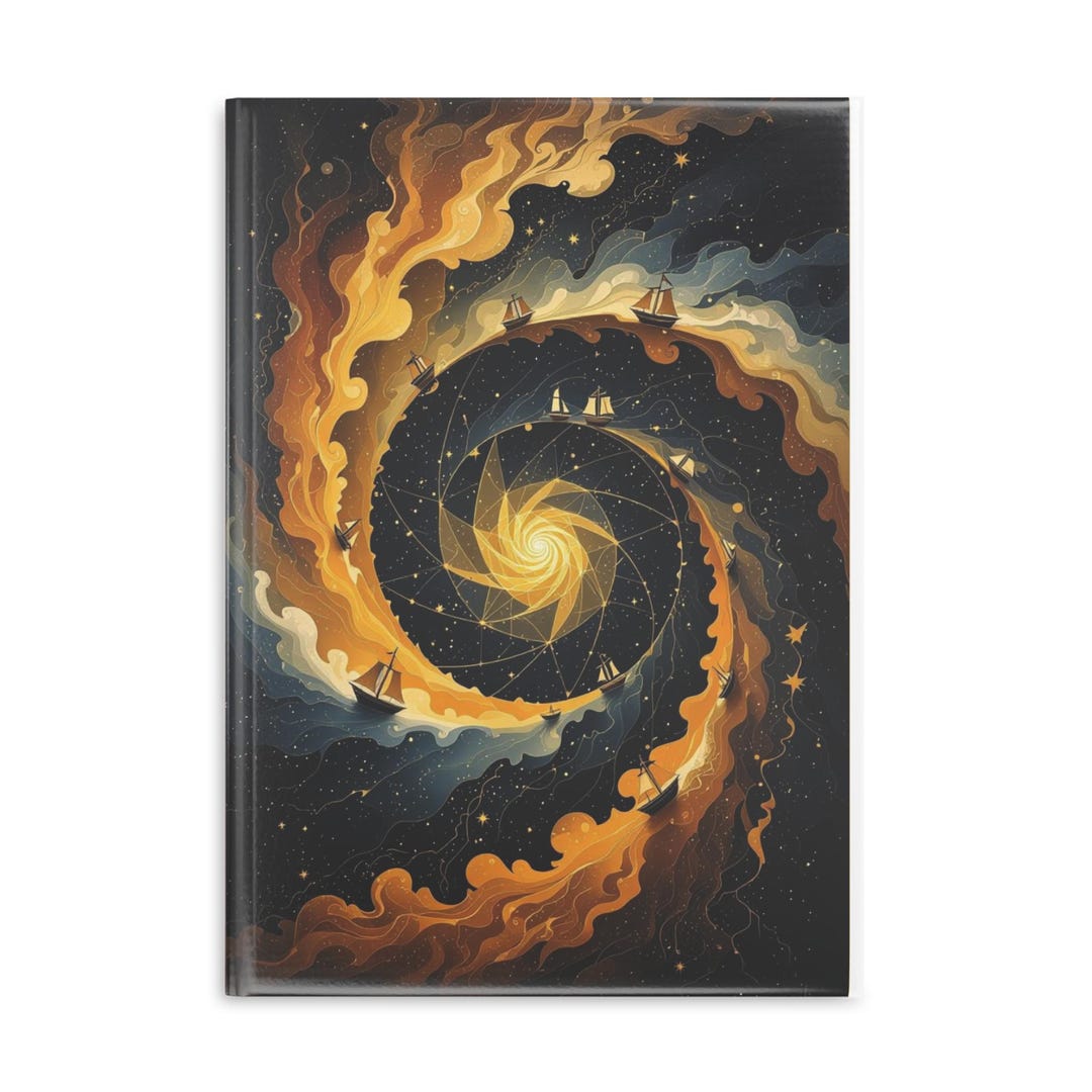 Golden Spiral Galaxy Hardcover Notebook | Swirling Cosmic Art Journal ...