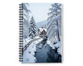 Snow Notebooks Eternal Winter Wonderland Spiral Notebook - Ruled Line, Snowy Scene ...