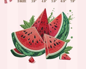 Watermelon Slice Embroidery Design, Summer Watermelon Fruit Machine Embroidery File, Juicy Fruit Instant Download