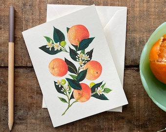 Set of Eight Orange Botanical Cards