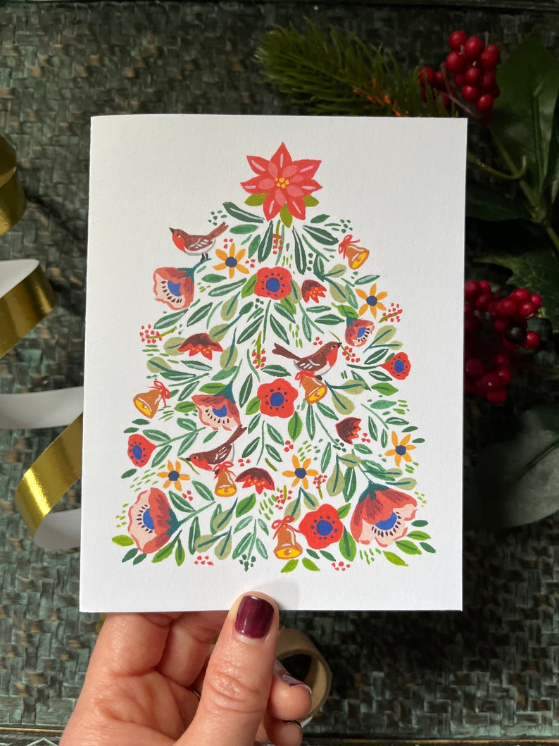 Floral Christmas Tree Card Set image 3