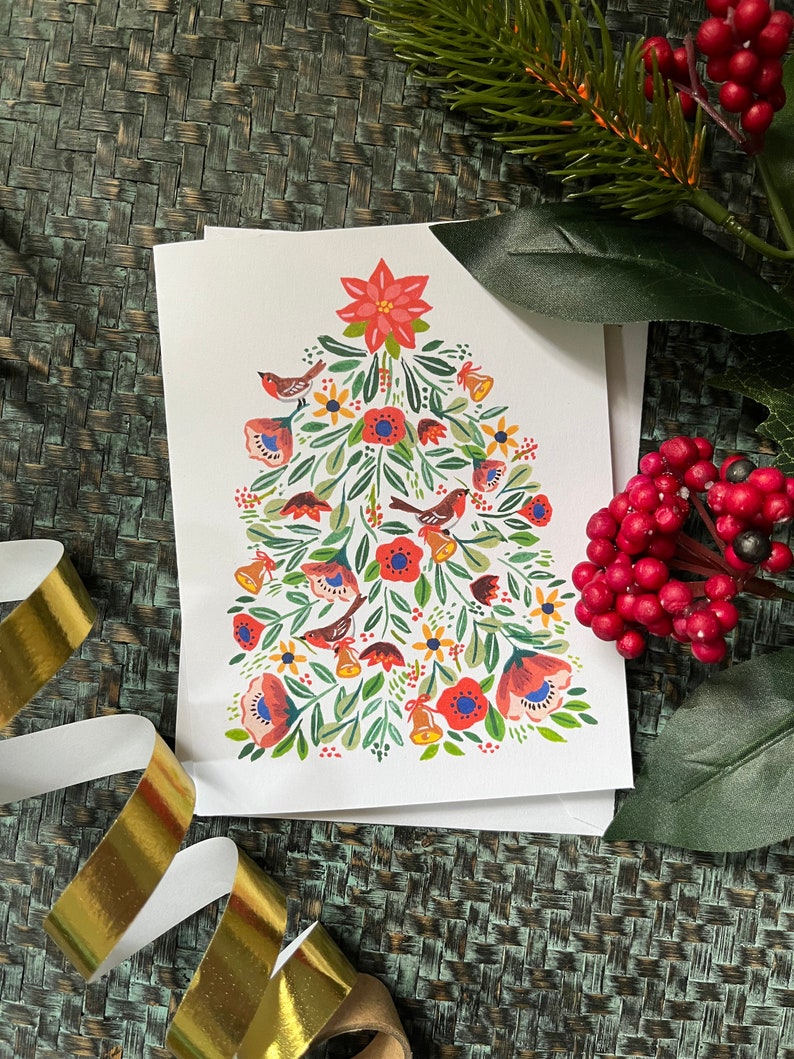 Floral Christmas Tree Card Set image 1