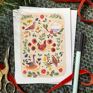Lot de 8 cartes oiseaux de Noël