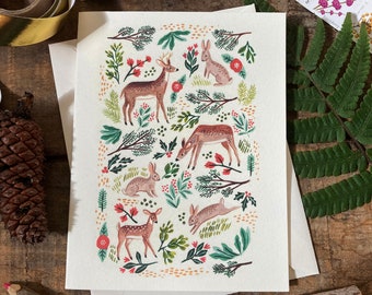 Forest Christmas Greeting Card Set