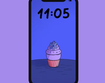 Niedliche Winter Cupcake Wallpaper - Gemütlicher verschneiter Nachtisch Telefon Hintergrund, Kawaii Feiertags-Treaty Art, Weihnachtssüße Ästhetik, Food Art
