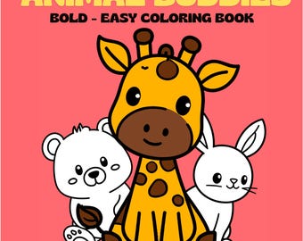 Tierfreunde: 50-seitiges Malbuch für Kinder und Erwachsene mit niedlichen Tierfiguren, mit mutigen und einfachen Illustrationen zur Entspannung