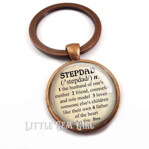 Stepdad Key Chain - Stepfather Dictionary Definition Keychain - Gift for Fathers Day - Step Dad Stepfather Quote Key Chain Charm