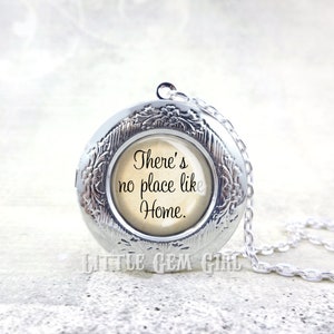 The Wonderful Wizard of Oz Photo Locket There's No Place Like Home Necklace in Silver, Rose Gold, Gunmetal Graduation Going Away Gift image 1