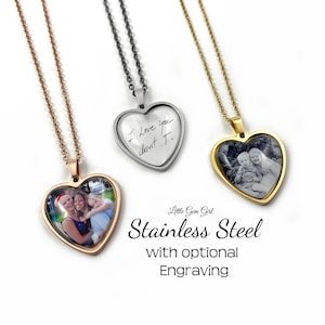 Your Custom Handwriting or Photo Heart Shaped Necklace - Stainless Steel Signature Necklace in Silver, Rose Gold or Gold