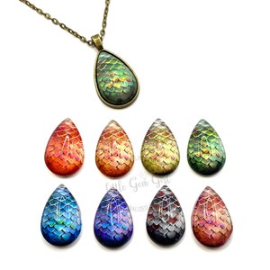18x25mm Custom Dragon Egg Necklace with shimmer effect - 8 Colors and 4 Metal Finishes - Magical Dragon Egg Pendant Jewelry