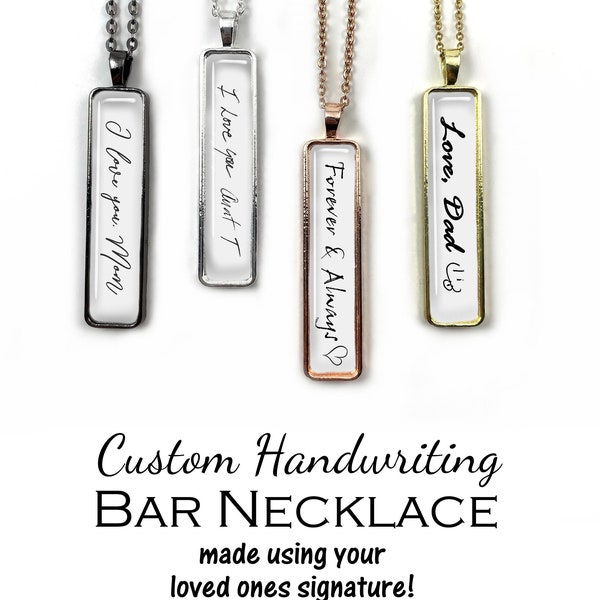 Actual Handwriting Necklace - Custom Signature Jewelry - Personalized Handwriting Bar Necklace - Memorial Signature - Mothers Day Jewelry