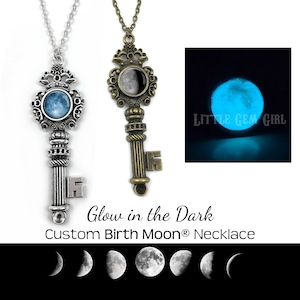 Personalized Birth Moon Necklace Glow in the Dark – Custom Moon Phase ...