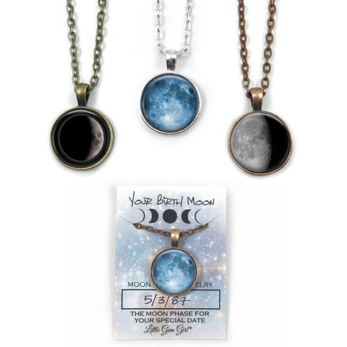 Custom Birth Moon Necklace Custom Moon 