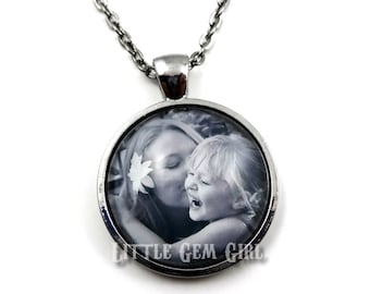 Foto hanger - enkelzijdige foto ketting - aangepaste foto sieraden - gepersonaliseerde Keepsake sieraden - uw persoonlijke foto aan een ketting