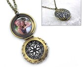 Custom Photo Locket - Personalized Picture Necklace - Victorian Vintage Filigree Silver, Rose Gold or Gold Cage Locket - Memorial Jewelry