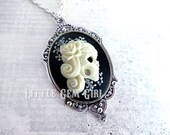 Day of the Dead Girl Cameo Necklace - Skeleton Lady Cameo Victorian Gothic Skull Cameo - Dia De Los Muertos Lolita Jewelry
