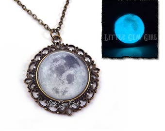 full moon necklace glow in the dark